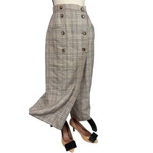 Freedberg Nordstrom wool tan plaid wrap midi/maxi skirt vintage